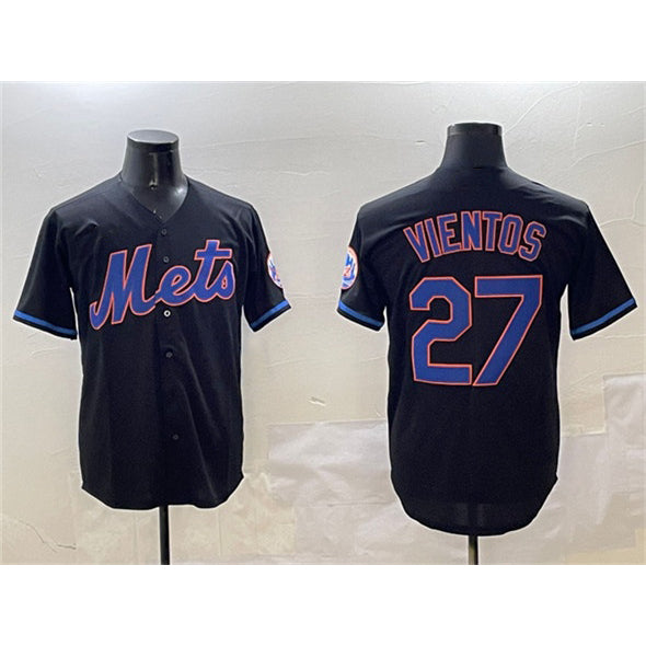 New York Mets #27 Mark Vientos Black Jereymy Cool Base Stitched Jersey