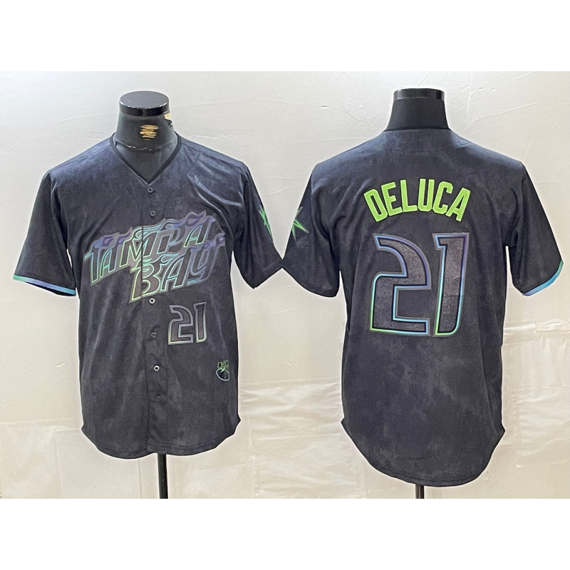 Tampa Bay Rays #21 Jonny DeLuca Number Charcoal Jereymy 2024 City Connect Limited Stitched Jersey 2