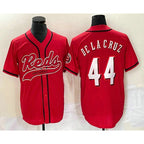Cincinnati Reds #44 Elly De La Cruz Red Jereymy With Patch Cool Base Stitched Jersey