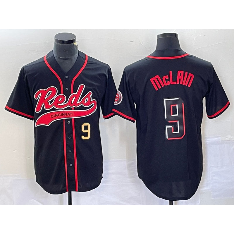 Cincinnati Reds #9 Matt McLain Number Black Jereymy 2023 City Connect Cool Base Stitched Jersey 2