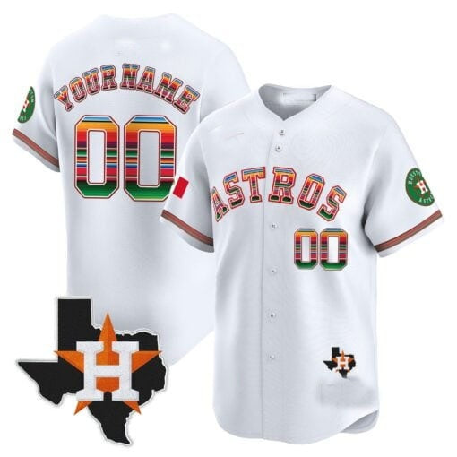 Custom Houston Astros Mexico Texas Patch Vapor Premier Limited Jersey ¨C White Jereymy