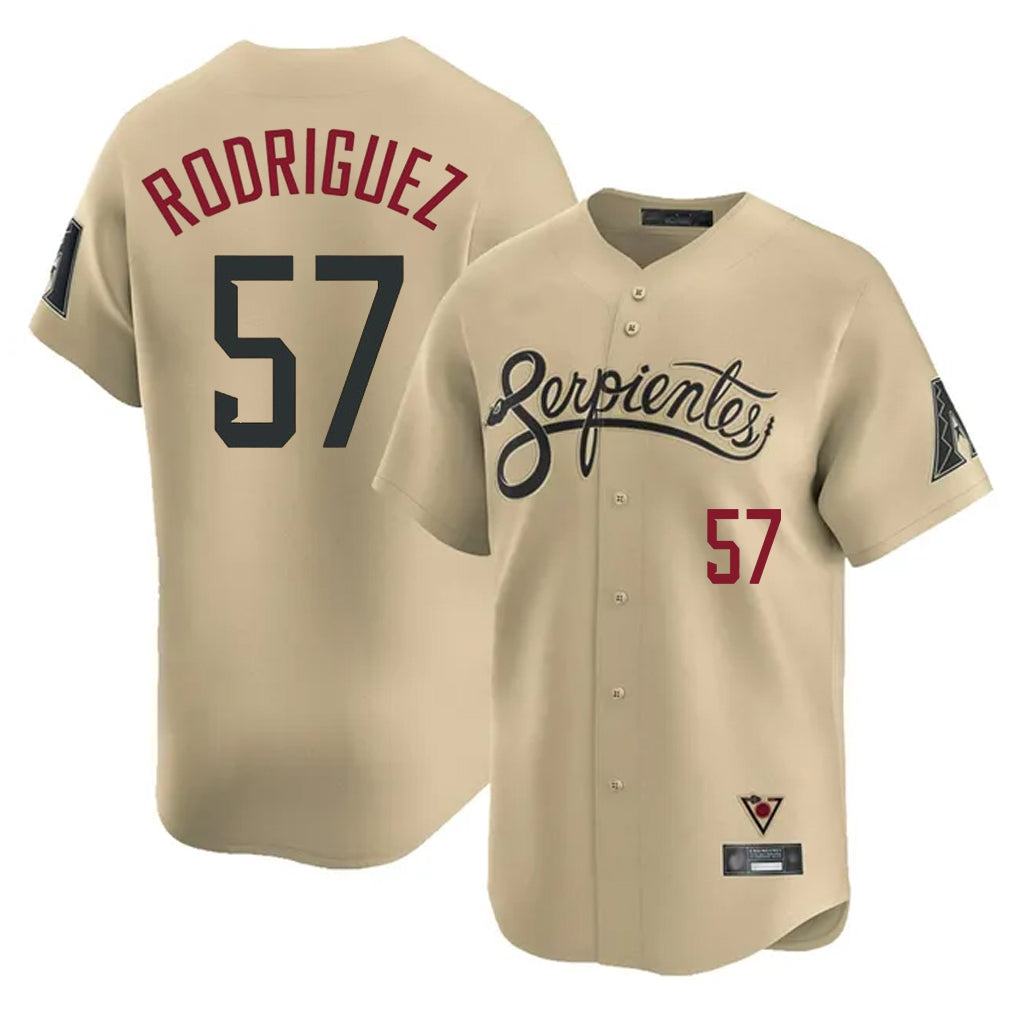 Arizona Diamondbacks #57 Eduardo Rodriguez Player Tan Jereymy City Connect Limited Home Game Stitched Jerseys