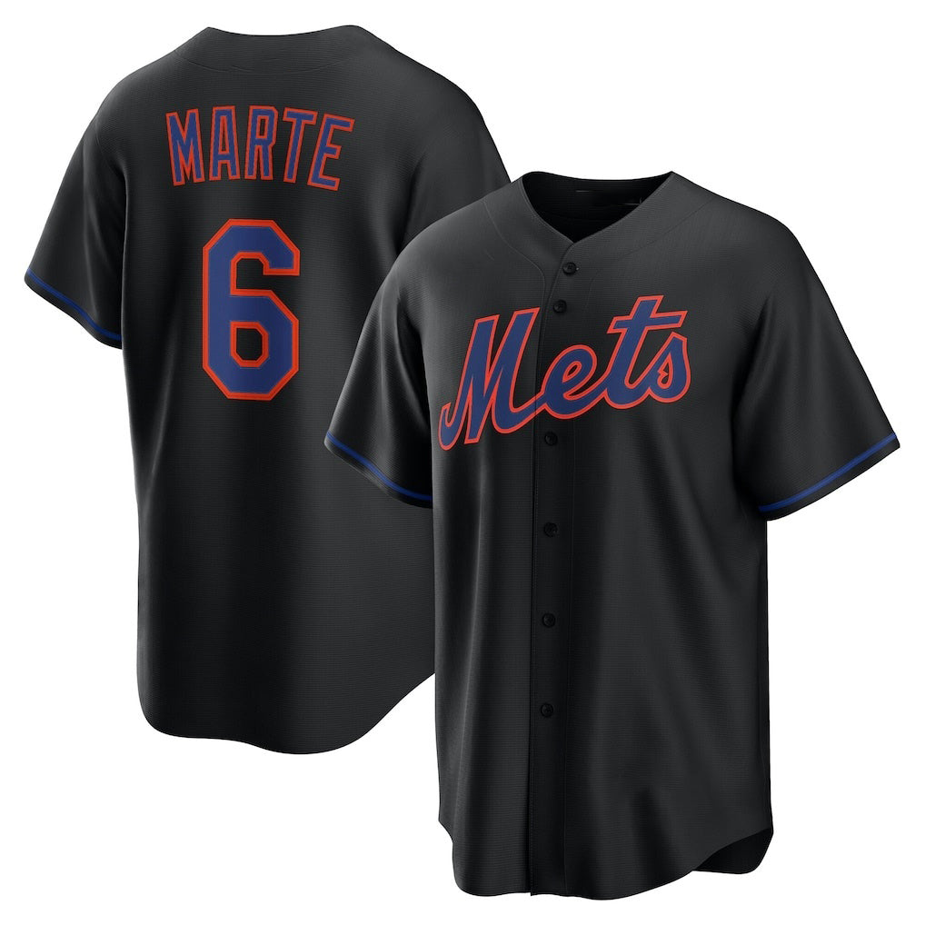 New York Mets #6 Starling Marte Black Jereymy Alternate Replica Jersey