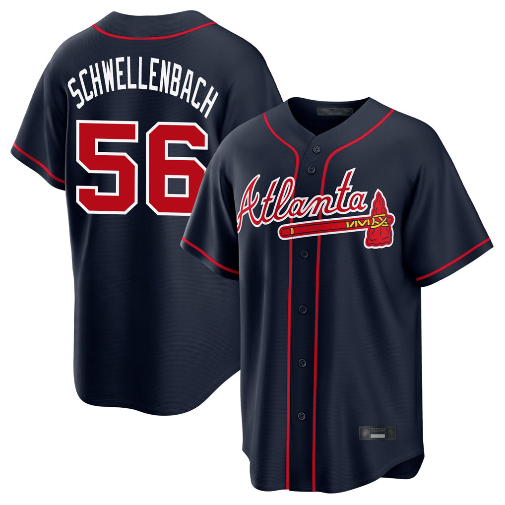 Atlanta Braves #56 Spencer Schwellenbach Player Navy Jereymy Home Game Stitched Jerseys