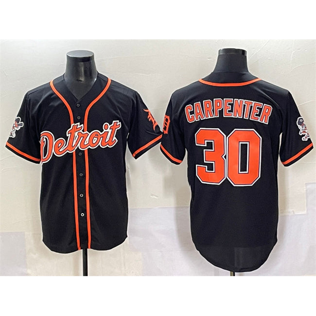Detroit Tigers #30 Kerry Carpenter Black Jereymy With Patch Cool Base Stitched Jersey