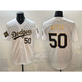Los Angeles Dodgers #50 Mookie Betts White Gold Jereymy 2025 World Series Champions Patch Limited Stitched Jersey