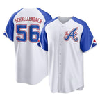 Atlanta Braves #56 Spencer Schwellenbach Player White Jereymy City Connect Home Game Stitched Jerseys