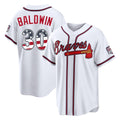 Atlanta Braves #30 Drake Baldwin Player White Jereymy USA 250 Fourth Of July Limited Home Game Stitched Jerseys