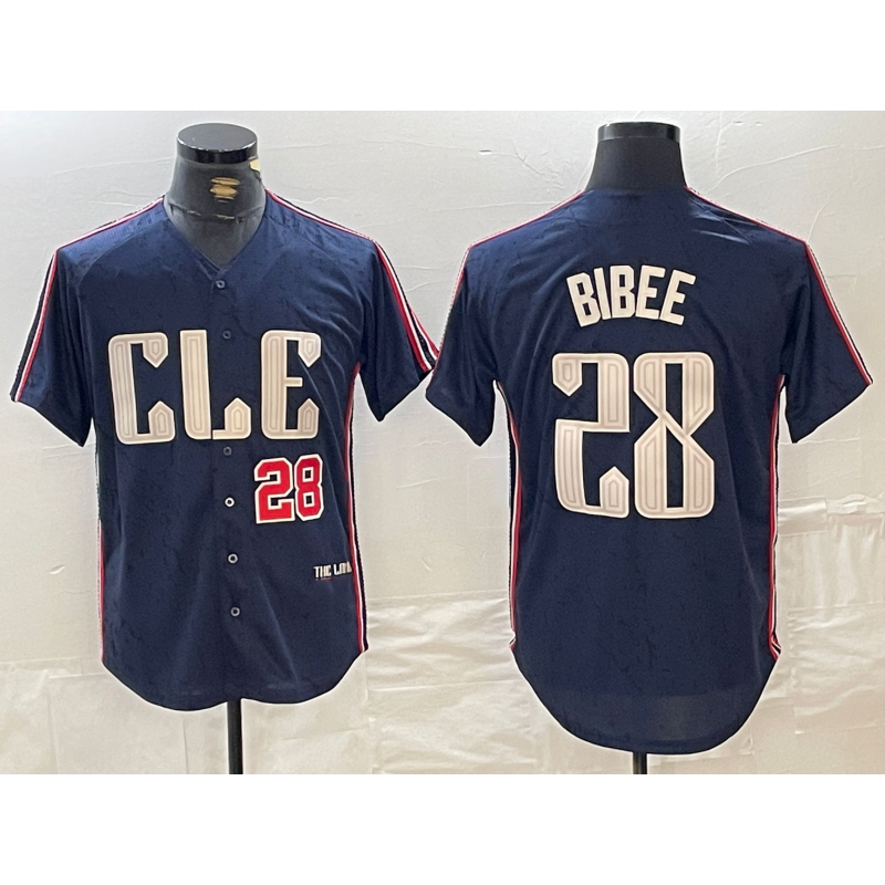 Cleveland Guardians #28 Tanner Bibee Number Navy Jereymy 2024 City Connect Limited Stitched Jersey