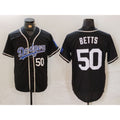 Los Angeles Dodgers #50 Mookie Betts Number Black Jereymy White Cool Base Stitched Jerseys
