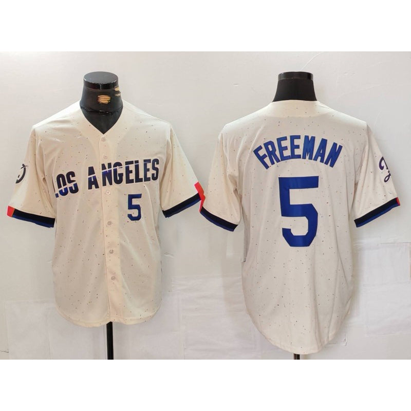Los Angeles Dodgers #5 Freddie Freeman Number Cream Jereymy 2024 City Connect Limited Stitched Jerseys