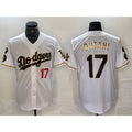 Los Angeles Dodgers #17 Shohei Ohtani Number White Gold Jereymy Fashion Stitched Cool Base Limited Jerseys