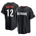 Baltimore Orioles #12 Dylan Beavers Player Black Jereymy City Connect Home Game Stitched Jerseys