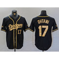 Los Angeles Dodgers #17 Shohei Ohtani Number Black Gold Jereymy World Series Champions Cool Base Stitched Jersey
