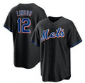 New York Mets #12 Francisco Lindor Black Jereymy 2022 Cool Base Stitched Jersey