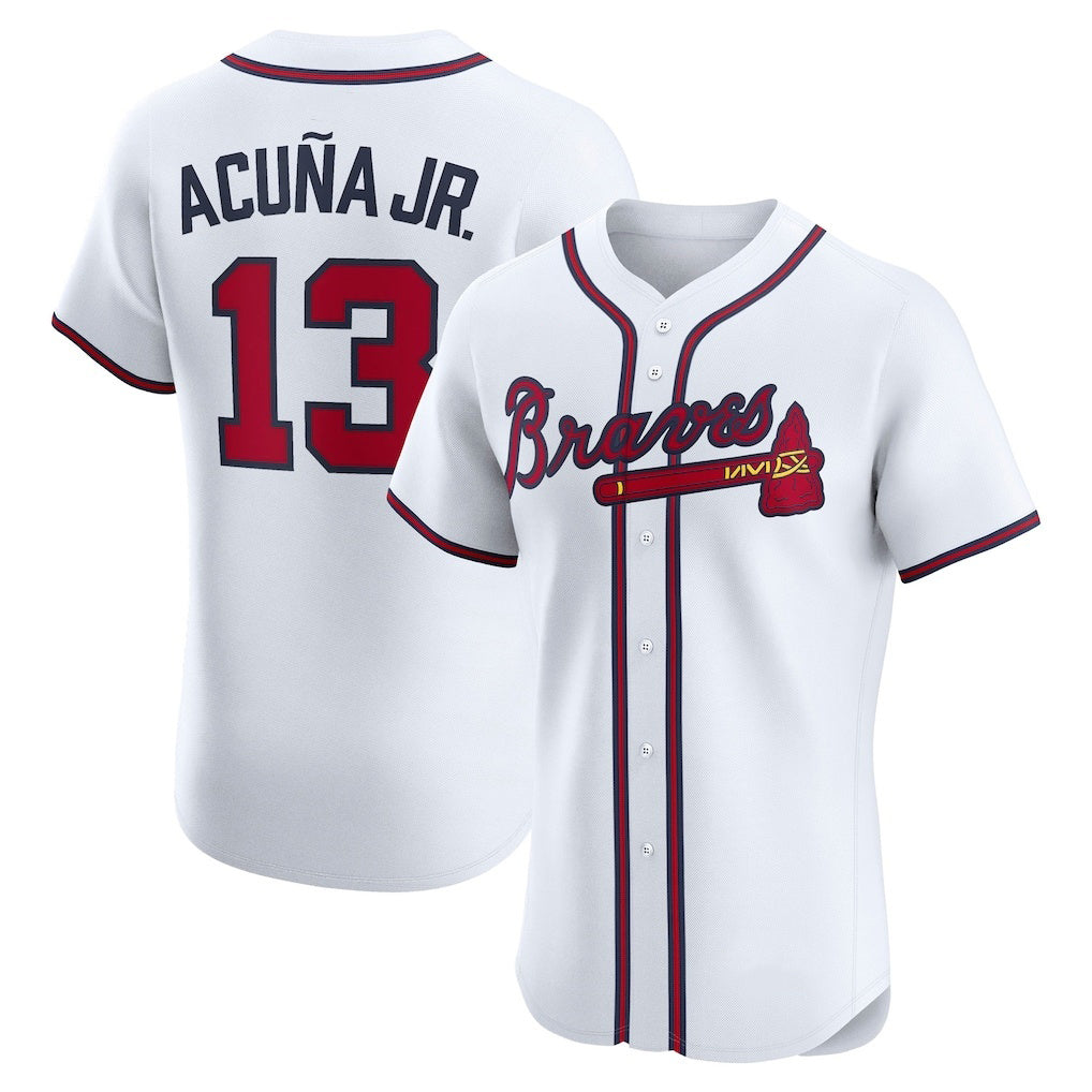 Atlanta Braves #13 Ronald Acu?a Jr. White Jereymy Home Elite Player Jersey