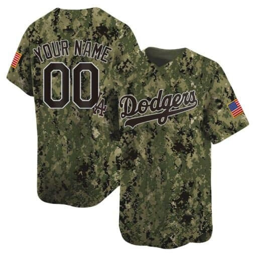 Custom Los Angeles Dodgers USMC Alternate Vapor Premier Limited Jersey ¨C All Stitched-Woodland Jereymy