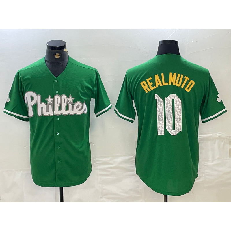 Philadelphia Phillies #10 JT Realmuto Kelly Green Jereymy Cool Base Jersey