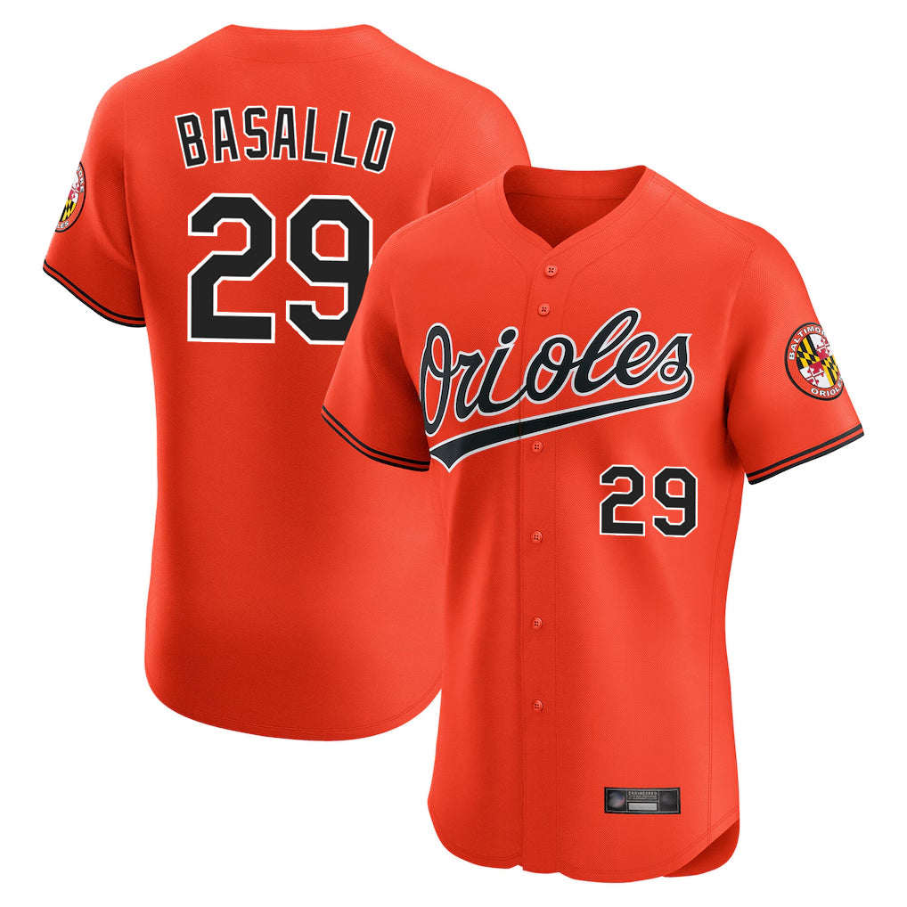 Baltimore Orioles #29 Samuel Basallo Player Orange Jereymy Limited Elite Home Game Stitched Jerseys