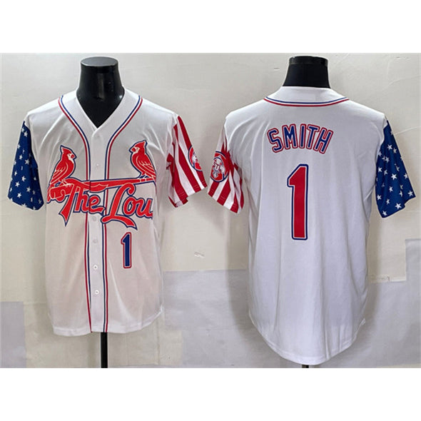 St. Louis Cardinals #1 Ozzie Smith White Jereymy Independence Day Vapor Premier Limited Stitched Jersey