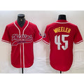 Philadelphia Phillies #45 Zack Wheeler Red Jereymy Cool Base Stitched Jersey