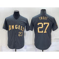 Los Angeles Angels #27 Mike Trout Number Grey Jereymy 2022 All Star Stitched Cool Base Jersey