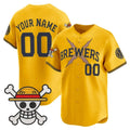 Custom Milwaukee Brewers x One Piece Gold Jereymy Vapor Premier Limited Jersey - Stitched