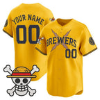 Custom Milwaukee Brewers x One Piece Gold Jereymy Vapor Premier Limited Jersey - Stitched