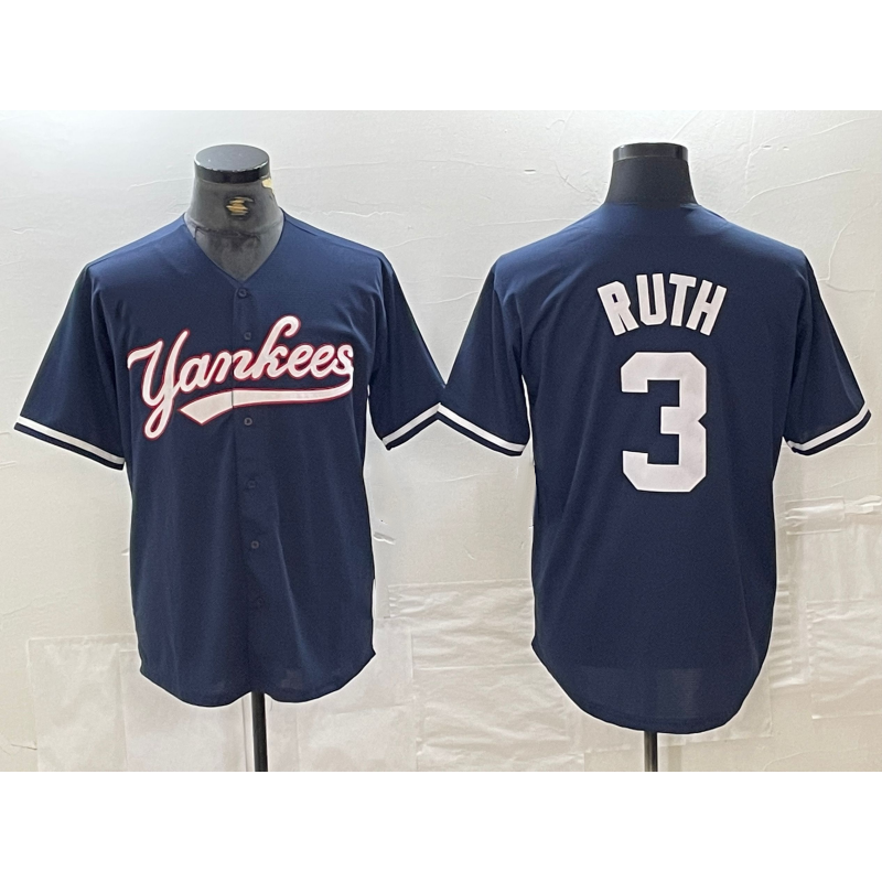 New York Yankees #3 Babe Ruth Navy Jereymy Cool Base Stitched Jersey