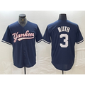 New York Yankees #3 Babe Ruth Navy Jereymy Cool Base Stitched Jersey