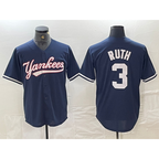 New York Yankees #3 Babe Ruth Navy Jereymy Cool Base Stitched Jersey