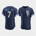 Kansas City Royals #7 Bobby Witt Jr. 2022 Navy Jereymy City Connect Flex Base Stitched Jersey