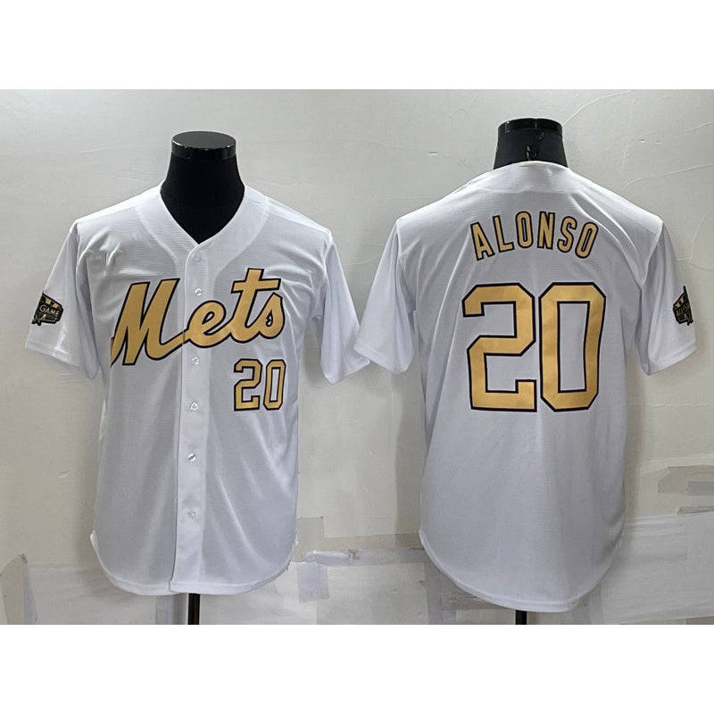 New York Mets #20 Pete Alonso Number White Jereymy 2022 All Star Stitched Cool Base Jersey
