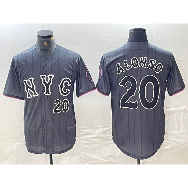 New York Mets #20 Pete Alonso Number Grey Jereymy 2024 City Connect Cool Base Stitched Jersey 2