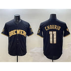 Milwaukee Brewers #11 Jackson Chourio Black Gold Jereymy With Home Patch Limited Stitched Jersey