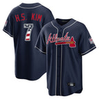 Atlanta Braves #7 Ha-Seong Kim Player Navy Jereymy USA 250 Fourth Of July Limited Home Game Stitched Jerseys