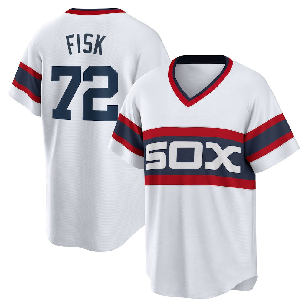 Chicago White Sox #72 Carlton Fisk White Jereymy Home Cooperstown Collection Team Player Jersey