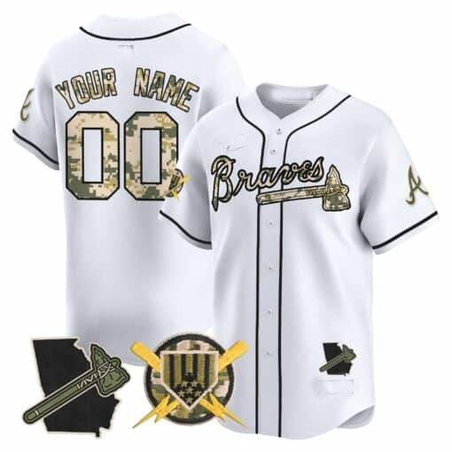 Custom Atlanta Braves Armed Forces Day Vapor Premier Limited Jersey ¨C White Jereymy
