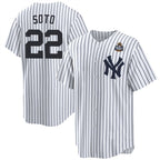 New York Yankees #22 Juan Soto White Jereymy 2024 World Series With Name Cool Base Stitched Jersey
