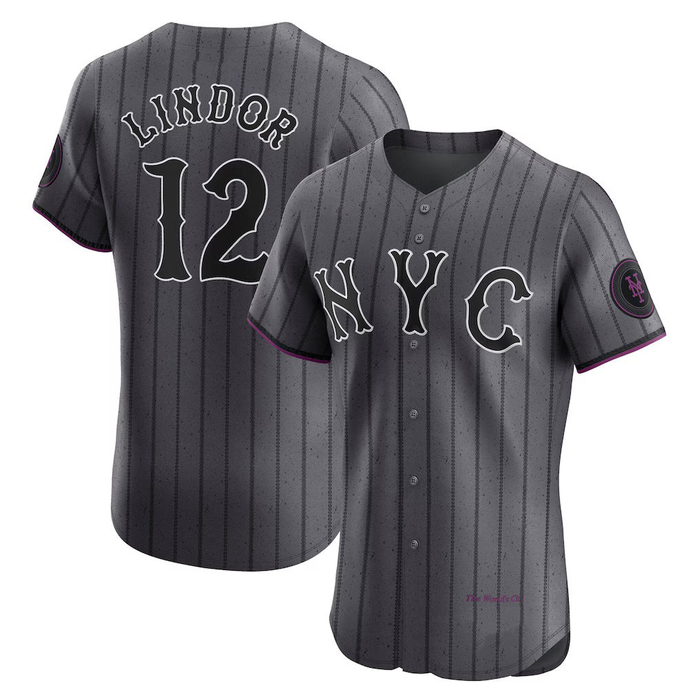 New York Mets #12 Francisco Lindor Gray Jereymy City Connect Elite Jersey