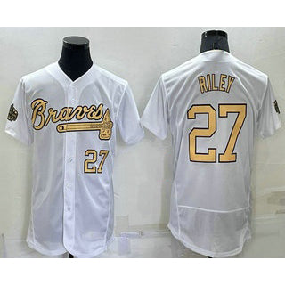 Atlanta Braves #27 Austin Riley Number White Jereymy 2022 All Star Stitched Flex Base Jersey