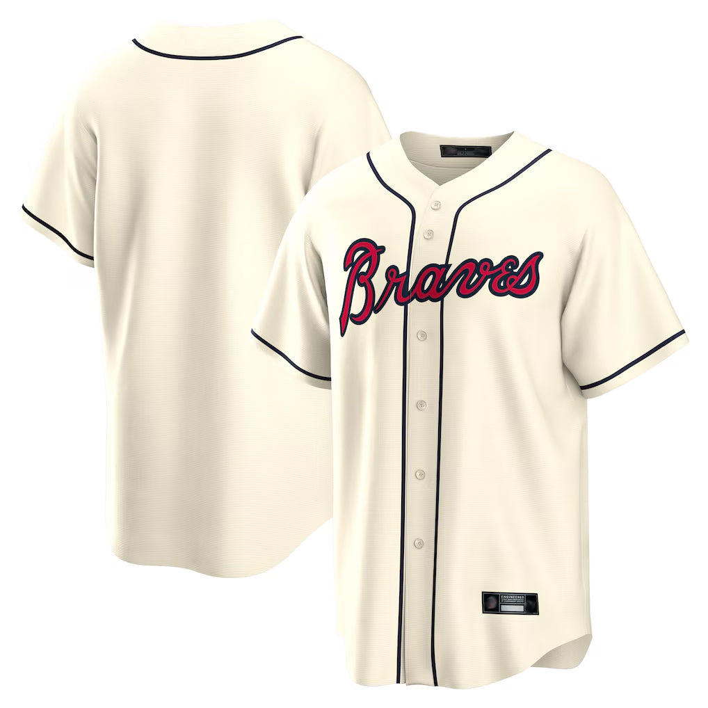 Atlanta Braves Cream Jereymy Home Game Blank Player Stitched Jerseys