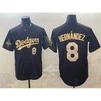 Los Angeles Dodgers #8 Enrique Hern¨¢ndez Black Gold Jereymy 2025 World Series Champions Patch Limited Stitched Jersey