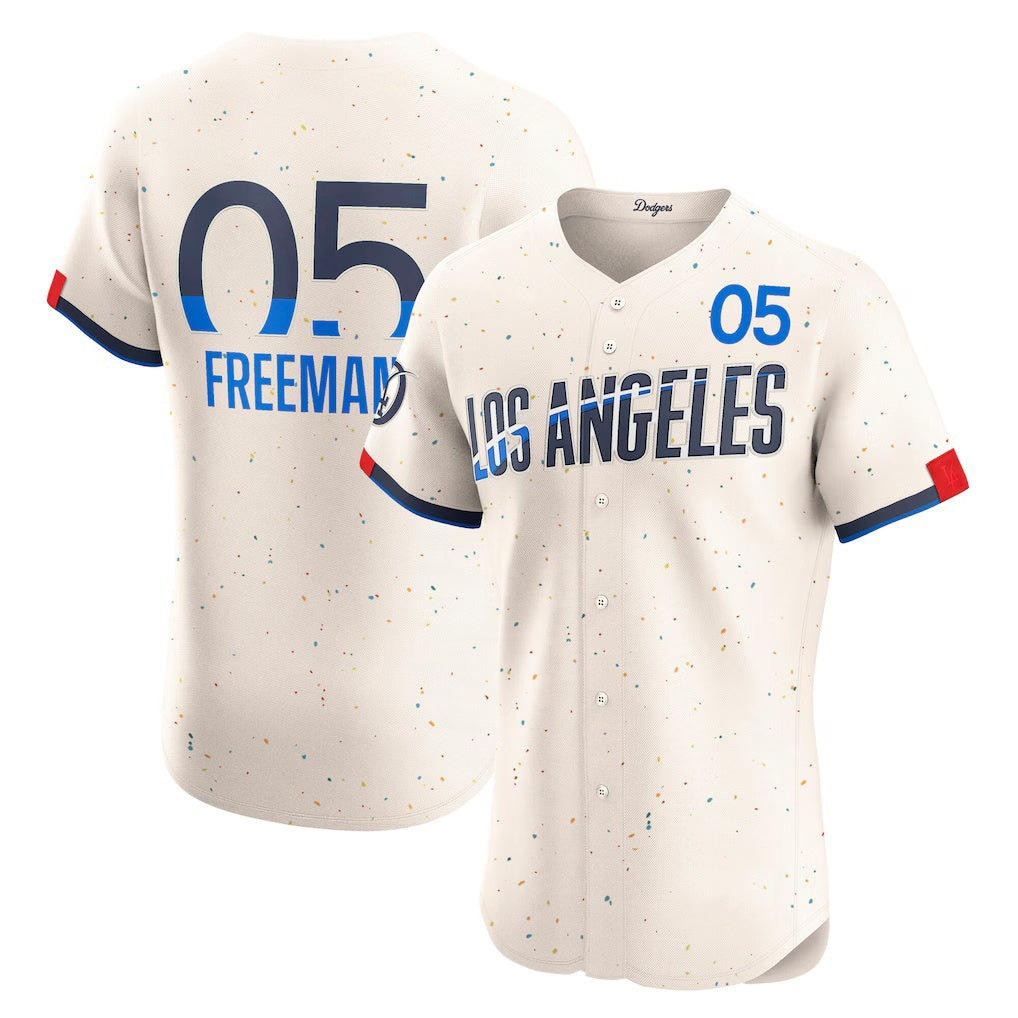 Los Angeles Dodgers #5 Freddie Freeman Cream Jereymy City Connect Elite Jersey