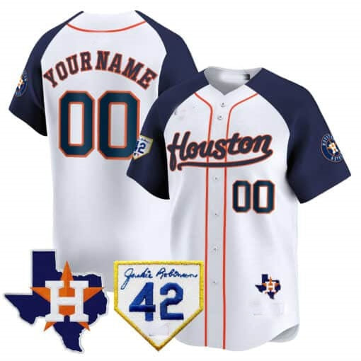 Custom Houston Astros 2024 Jackie Robinson Patch Vapor Premier Limited Jersey ¨C White 3 Jereymy