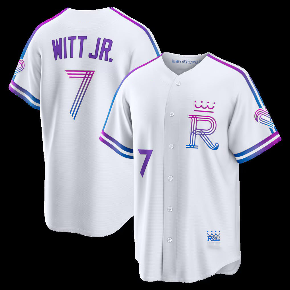 Kansas City Royals #7 Bobby Witt Jr. White Jereymy 2026 City Connect Stadium Jersey