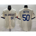 Los Angeles Dodgers #50 Mookie Betts Number Cream Jereymy 2024 City Connect Limited Stitched Jerseys