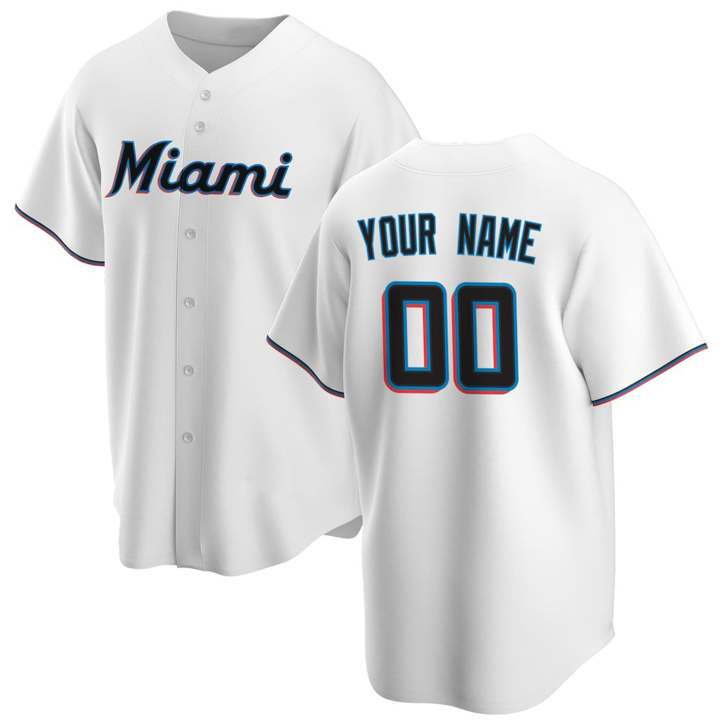 Custom Miami Marlins White Jereymy Home Replica Jersey