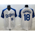 Los Angeles Dodgers #18 Yoshinobu Yamamoto Number White Blue Jereymy Fashion Stitched Cool Base Limited Jersey 2