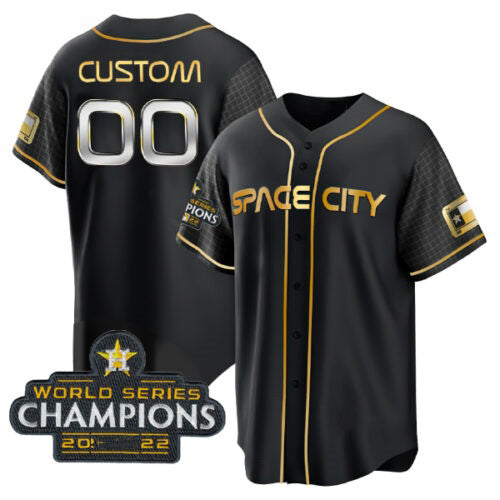 Custom Houston Astros Active Player Black Gold Jereymy 2022 World Series Stitched Jersey
